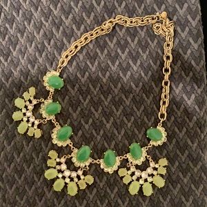 Green stone j crew gold necklace